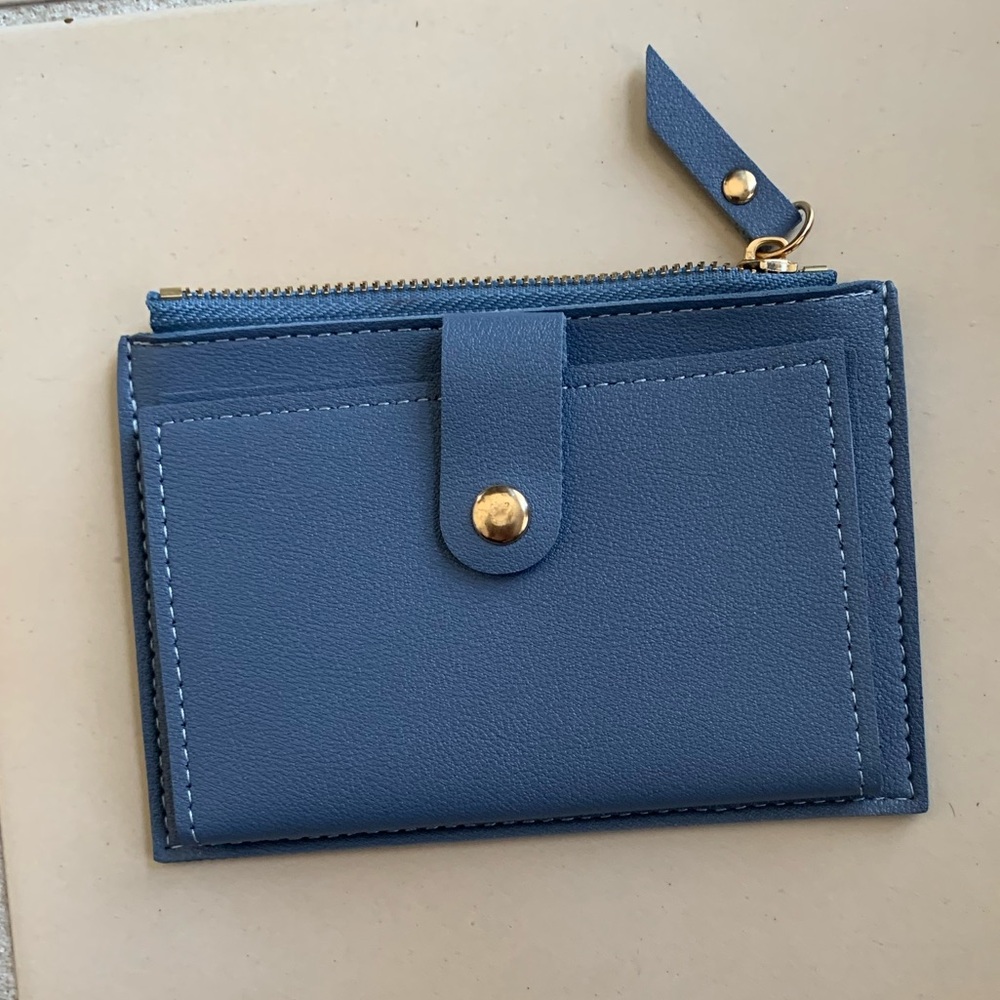 Blue Leather Card Holder Wallet